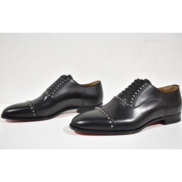 Christian Louboutin Cloocloo Flat Black Leather Spike Oxford Dress Loafer 41 8 main image 5
